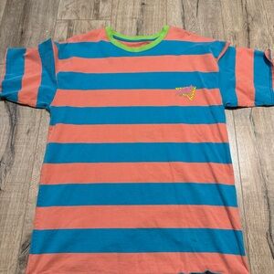 Vintage Y2K Empyre Wavy Daze striped t-shirt. - Blue and Orange